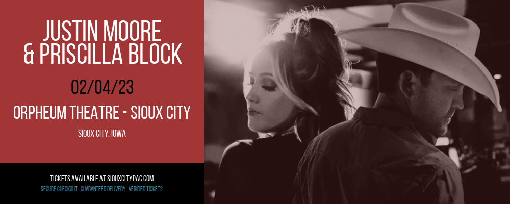 Justin Moore & Priscilla Block at Orpheum Theatre tickets Justin Moore & Priscilla Block at Orpheum Theatre